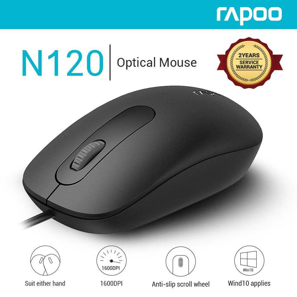 Chuột có dây Rapoo N120 - Hàng Chính Hãng New 100%