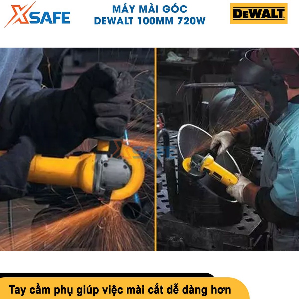 Máy mài cầm tay DEWALT 720W Máy cắt sắt cầm tay bảo vệ quá tải, tốc độ 11000v/p, đĩa cắt 100mm[CHÍNH HÃNG][XSAFE]