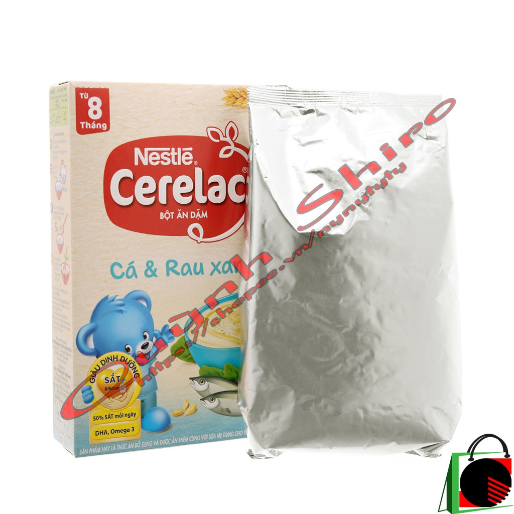 Bột ăn dặm Nestlé Cerelac: Cá và Rau Xanh hộp 200g (từ 8 tháng)