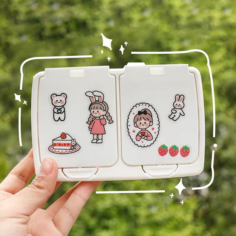 [Tặng Sticker] Hộp Nắp Bật Đựng Phụ Kiện Sticker Washi Tape 1 Ngăn 2 Ngăn Trang Trí Bàn Học Tủ Kệ Mini Đa Năng Cute