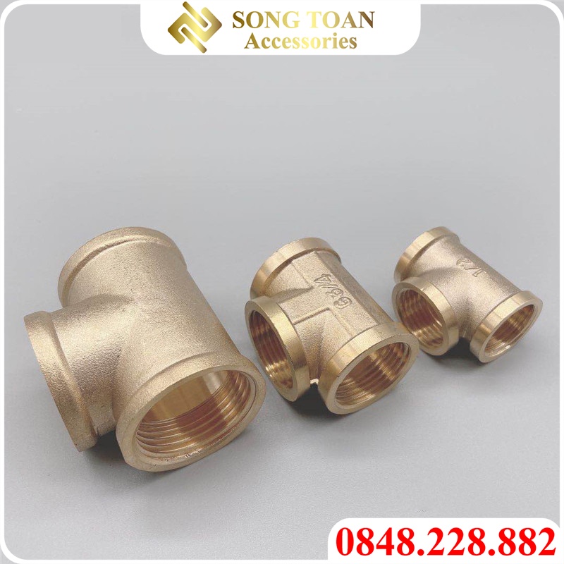 Tê Ren Trong Đúc Công Nghệ Mới - Bằng Đồng Thau Bước Ren 21 27 34 Thông Dụng BSP Hệ G - T & Tee Pipe Fitting Female