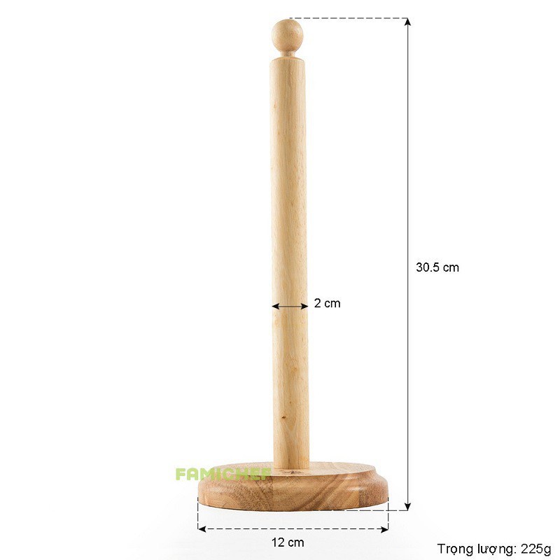 Cọc gỗ cắm cuộn giấy lau đa năng chắc chắn vững chãi