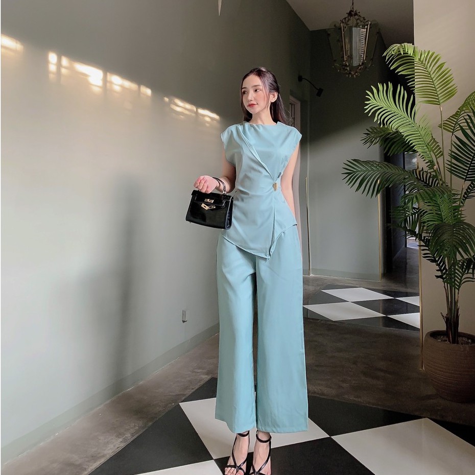 Set Áo Lụa Cát Trơn Đính Tag Và Quần Ống Suôn Trơn DAIN-MIMIX AR1185 | BigBuy360 - bigbuy360.vn