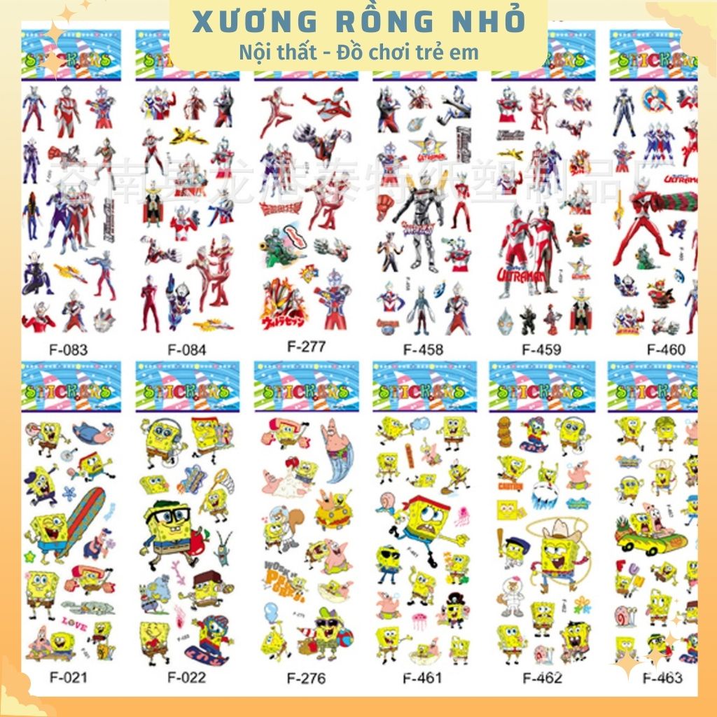 Sticker dán sổ, set sticker 9x12 cm hoạt hình trang trí nhiều chủ để xinh xắn cho bé yêu