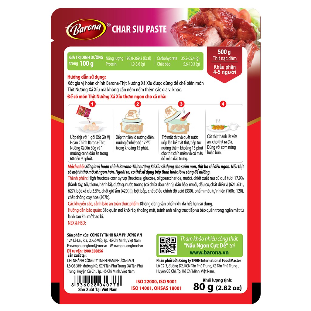 Xốt Gia Vị Hoàn Chỉnh BARONA - Thịt Nướng Xá Xíu 80g | BigBuy360 - bigbuy360.vn