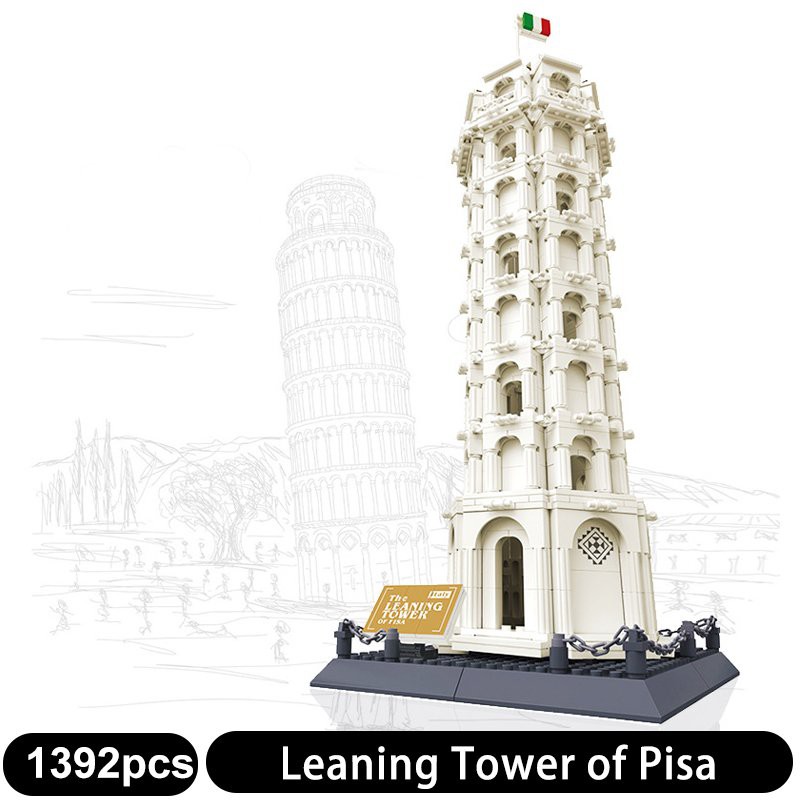 （CÓ SẴN）Đồ chơi lắp ráp mô hinh The Leaning Tower of Pisa-Italy WANGE 5214 Tháp nghiêng Pisa Ý