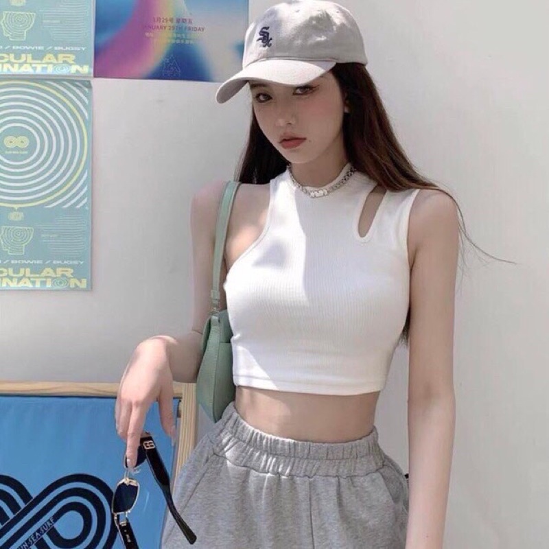 Áo 3 lỗ Nữ Khoét Vai Quyến Rũ 🦋 Áo Croptop Nữ Trơn Sát Nách Borip Gân 2 Màu 🦋