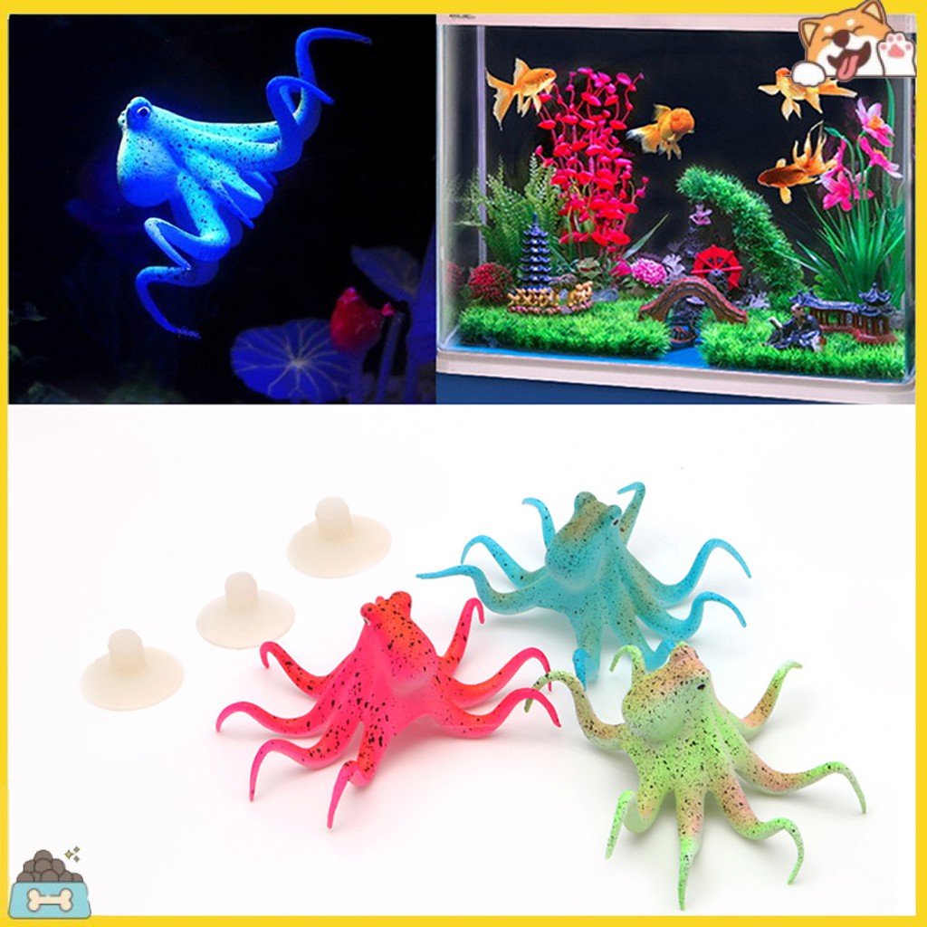 Mô hình con bạch tuộc nhân tạo dạ quang dùng để trang trí hồ cá