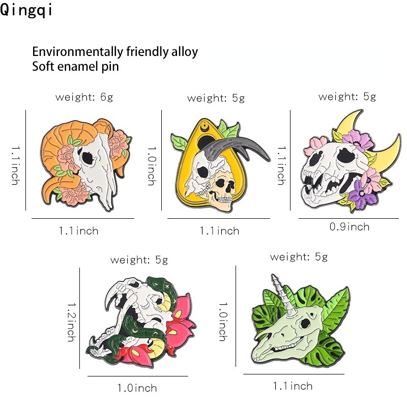 Ghim cài áo MISS ZOE hình đầu lâu phong cách gothic cá tính