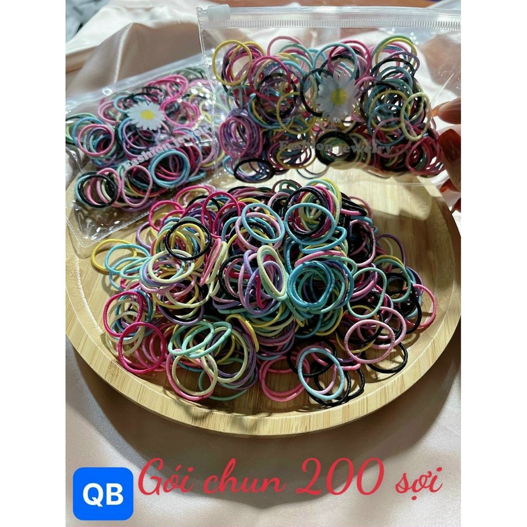 Sét 100 chun buộc tóc trộn màu cho bé
