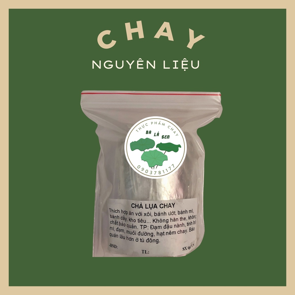 Chả lụa chay Ba Lá Sen cao cấp, bảo quản lâu đóng gói 500g