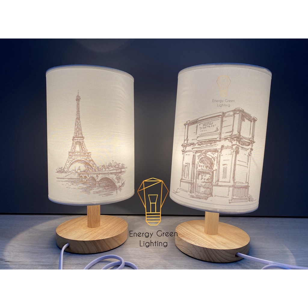Đèn Bàn Trang Trí Energy Green Lighting Kiểu Dáng Cổ Điển Thân Gỗ DB-616 9 Mẫu Phong Cảnh Thiên Nhiên - Đã Bao Gồm Bóng