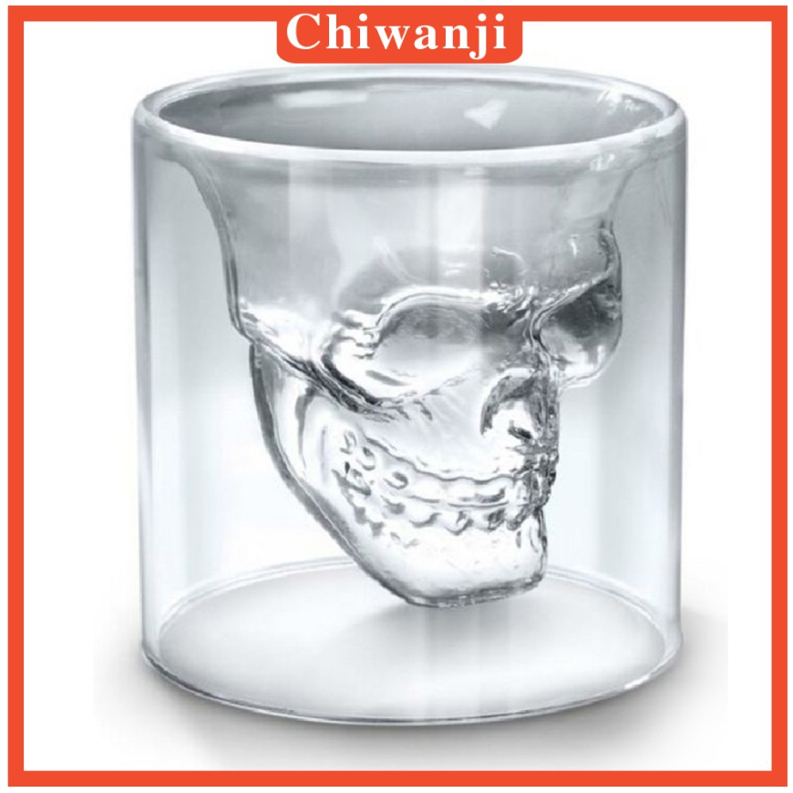 Ly Thủy Tinh Hai Lớp Hình Đầu Lâu 3D Độc Đáo