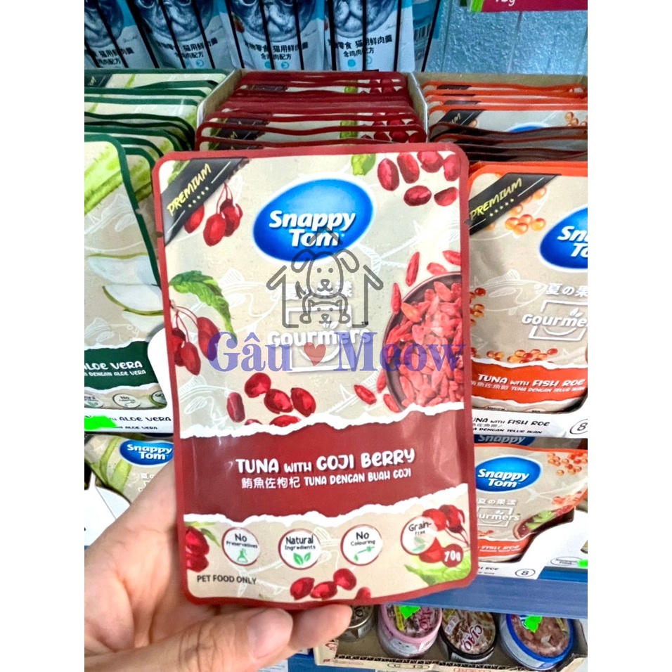 Pate Snappy Tom Cá Ngừ & Trái Cây cao cấp Cho Mèo 70g 8 vị giàu chất xơ nhiều topping giúp mèo ăn ngon miệng