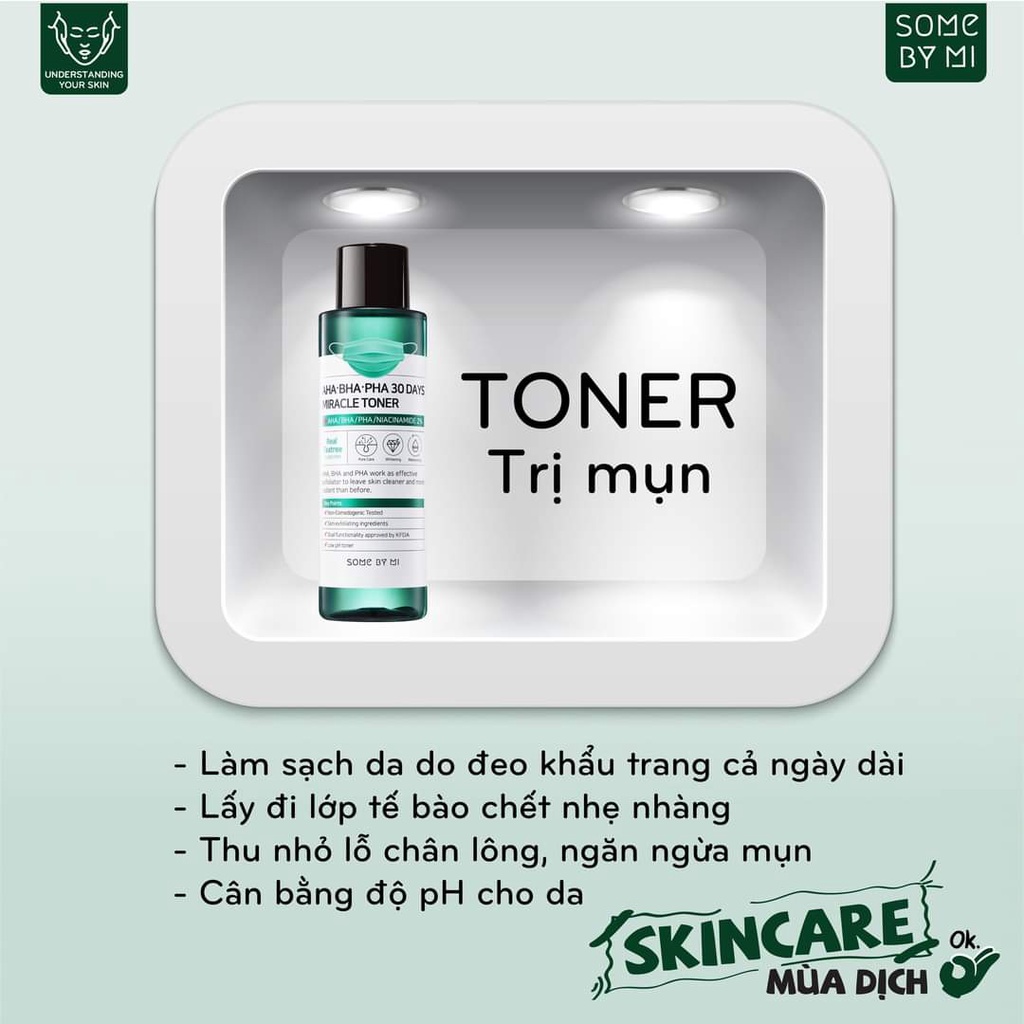 Combo Giảm Mụn, Loại Bỏ  Dầu Thừa Trên Da Some By Mi AHA-BHA-PHA 30 Days Miracle ( SRM 100ml + Toner 150ml )