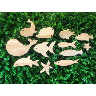 Set 10 Cá gỗ thông tự nhiên dày 1,5cm