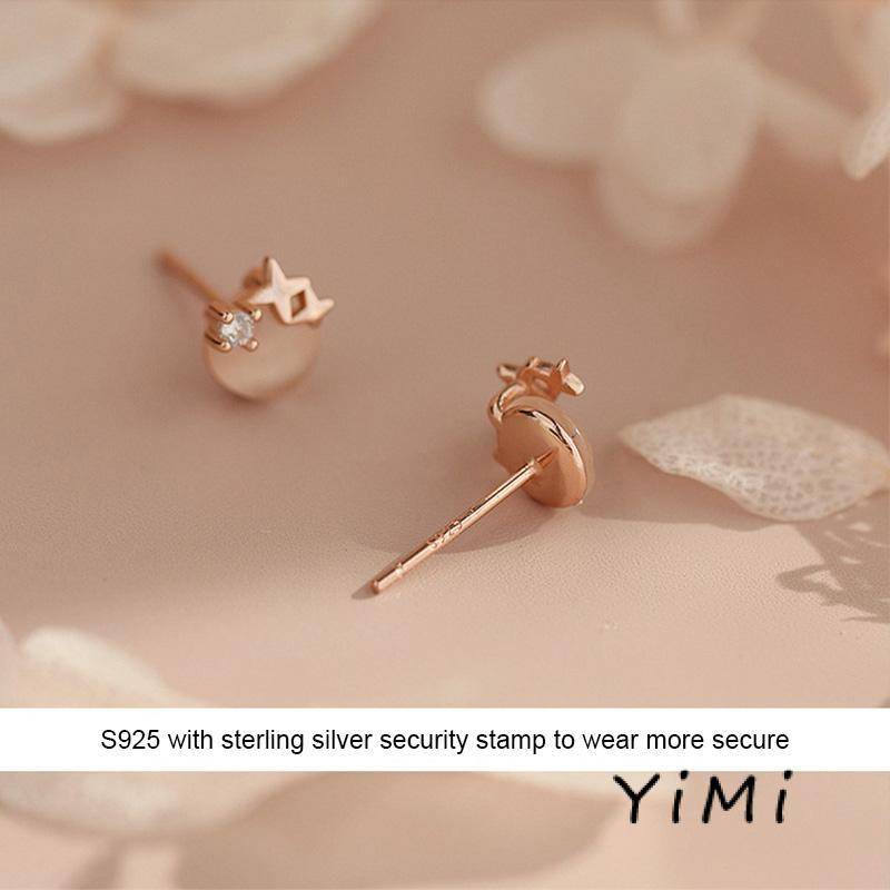 Bông Tai Mạ Bạc 925 Hình Ngôi Sao Đính Đá Opal Đơn Giản Sang Trọng Cho Nữ