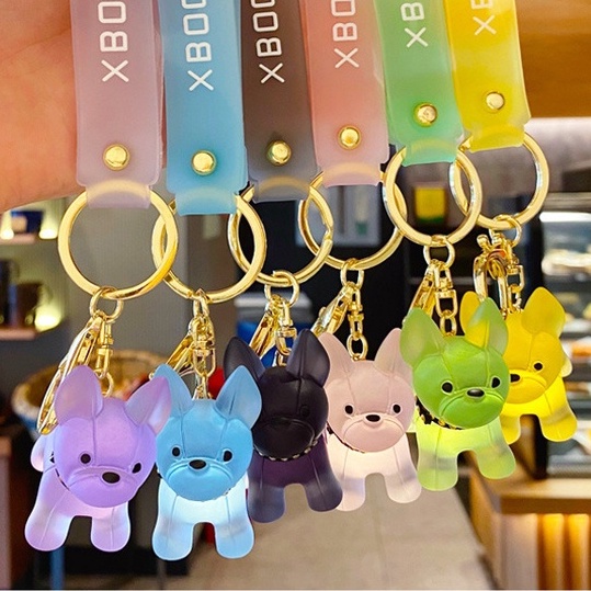 Móc Chìa Khóa BullDog Pha Lê Nhiều Màu Xinh Xắn