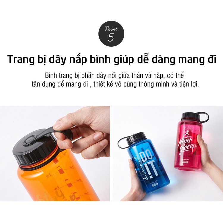 Bình nước thể thao Lock&amp;Lock Helper Bottle ABF610 Dung Tích 1L Nhiều Màu