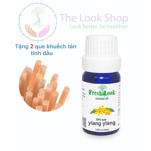 Bộ khuếch tán tinh dầu Ngọc Lan Tây Ylang Ylang Essential Oil 10ml FreshLook-  Khử mùi ẩm mốc, thư giãn, dưỡng da, tóc