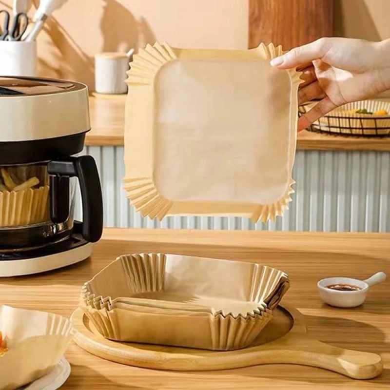 Set 25/50 giấy lót nồi chiên không dầu nướng bánh 20cm không dính dùng một lần