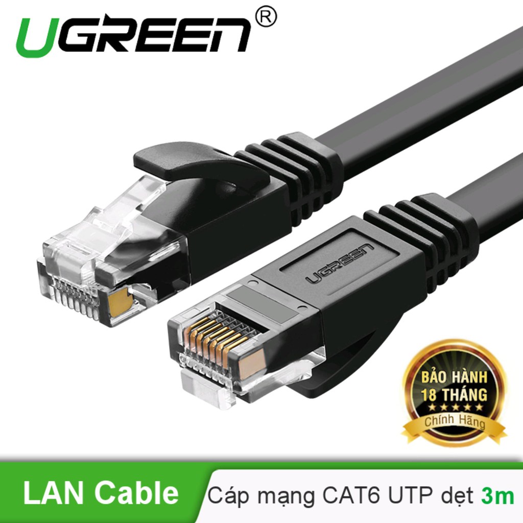 [Mã ELORDER5 giảm 10K đơn 20K] Cáp mạng đúc sẵn Cat6 Ugreen 50172 50173 50174 50175 50179 NW102 màu đen