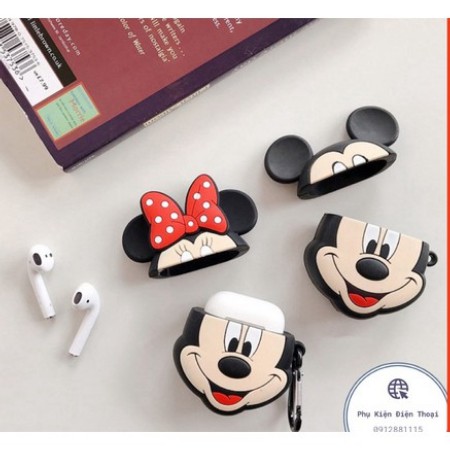 Vỏ bọc silicon tai nghe AirPods 1 2 hình Mickey Minnie và cho hộp sạc  Case AirPod i11 i12 i18