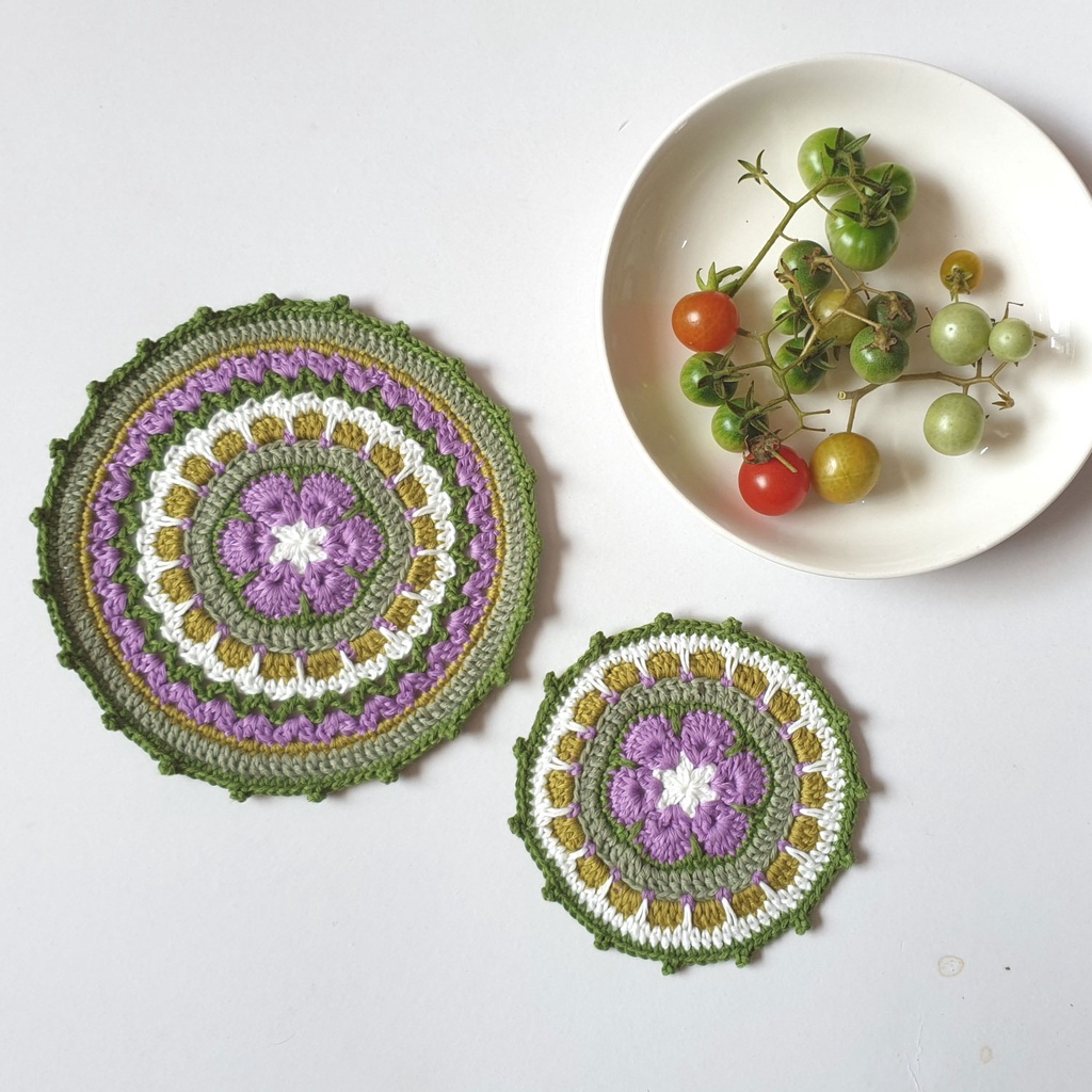 Tấm lót trang trí phong cách Mandala, đệm lọ hoa, dùng trên bàn ăn, lót ly cốc