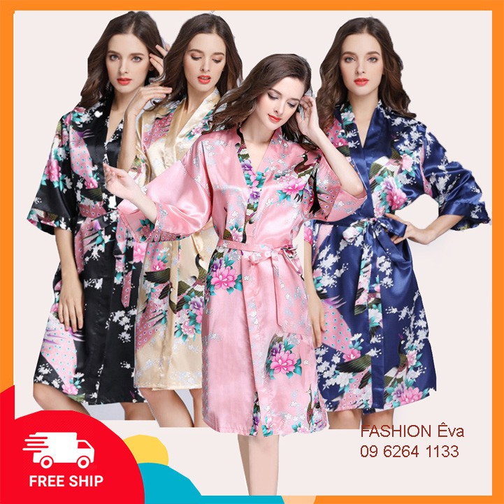 Áo choàng ngủ kiểu nhật Kimono Dáng DÀI đẹp chảnh NHIỀU MÀU