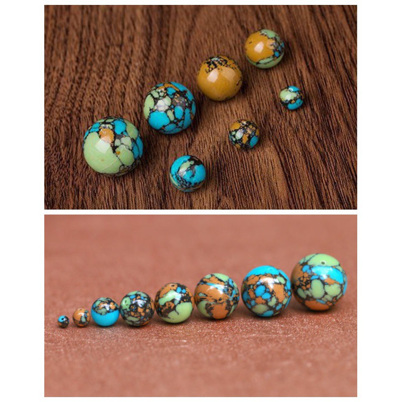 Set Đá Ngọc Lam Tự Nhiên Kích Cỡ 4/6/8/10/12/14/16/18/20mm Dùng Làm Trang Sức Thủ Công