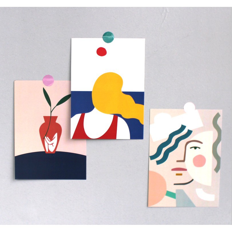 Combo thẻ ảnh + sticker trang trí phòng, tường, bàn học, ảnh trang trí trừu tượng - Carrot Decor | BigBuy360 - bigbuy360.vn