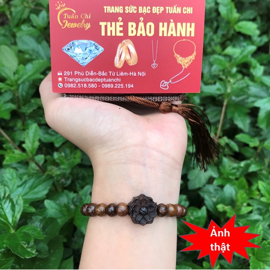 💥 HÀNG CHUẨN💥 Vòng Tay Trầm Hương Mix Hoa Sen Hàng Đẹp Hương Tự Nhiên Tặng Kèm Hộp Gấm Sang Trọng