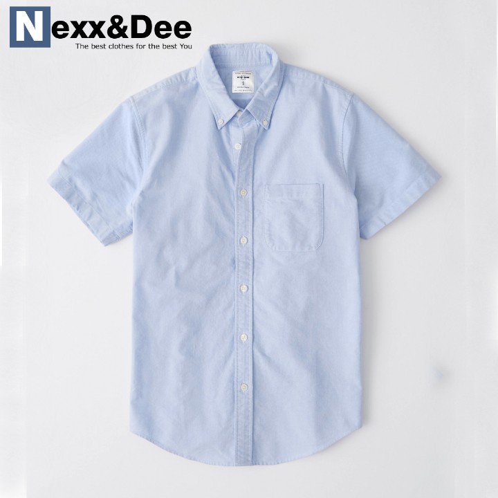Mặc gì đẹp: [Hàng Tốt] Áo sơ mi nam tay ngắn Nexx&Dee vải Oxford denim jean trắng công sở NS01