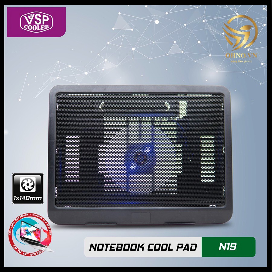 Đế Quạt Tản Nhiệt Laptop VSP Cooler N19 Đế Quạt Hút Tản Gió Làm Mát Nhiệt Máy Tính thumbnail