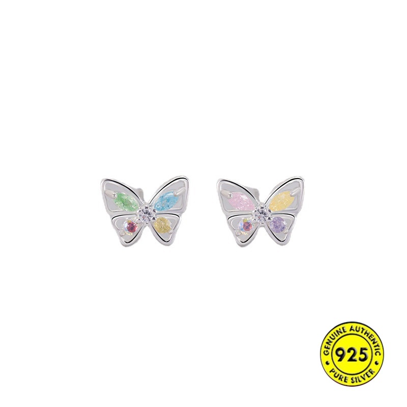 Bông Tai Hình Bướm Đính Pha Lê Nhiều Màu Sắc Ngọt Ngào Cho Nữ