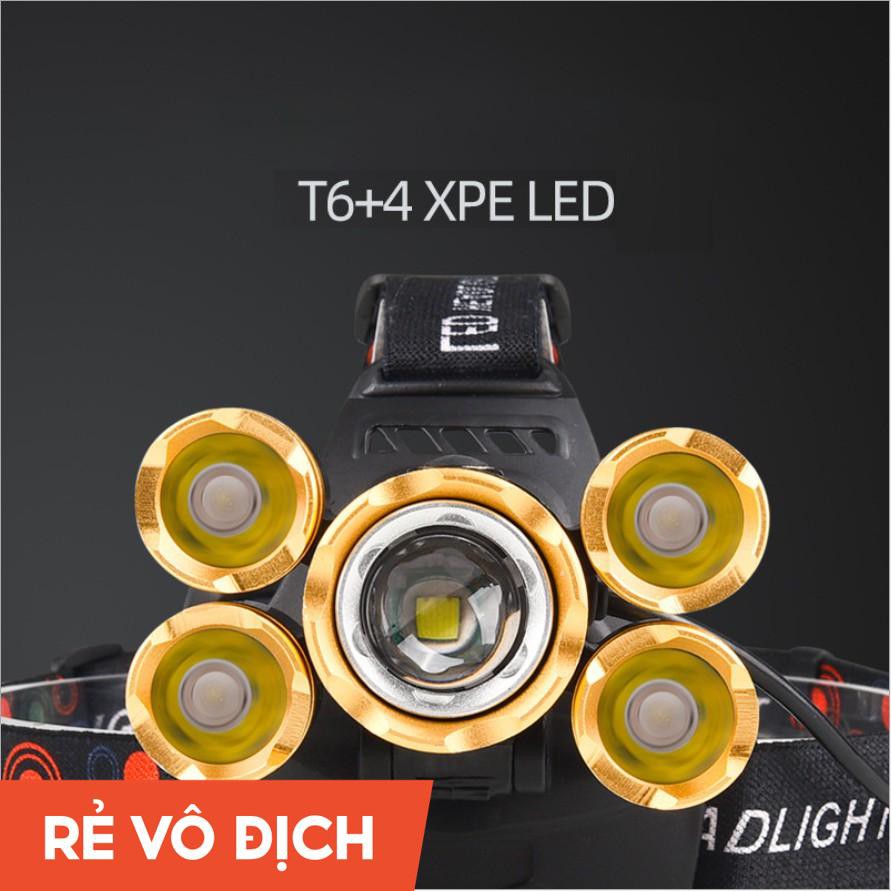Đèn Pin Đội Đầu Đeo Trán 5 Bóng T6 Siêu Sáng Kèm Pin Sạc | BigBuy360 - bigbuy360.vn