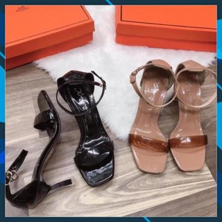 Giày nữ sandal 💥-BH 12 THÁNG-💥 giày cao gót quai ngang mica, gót nhọn trong 7 cm chất da bóng