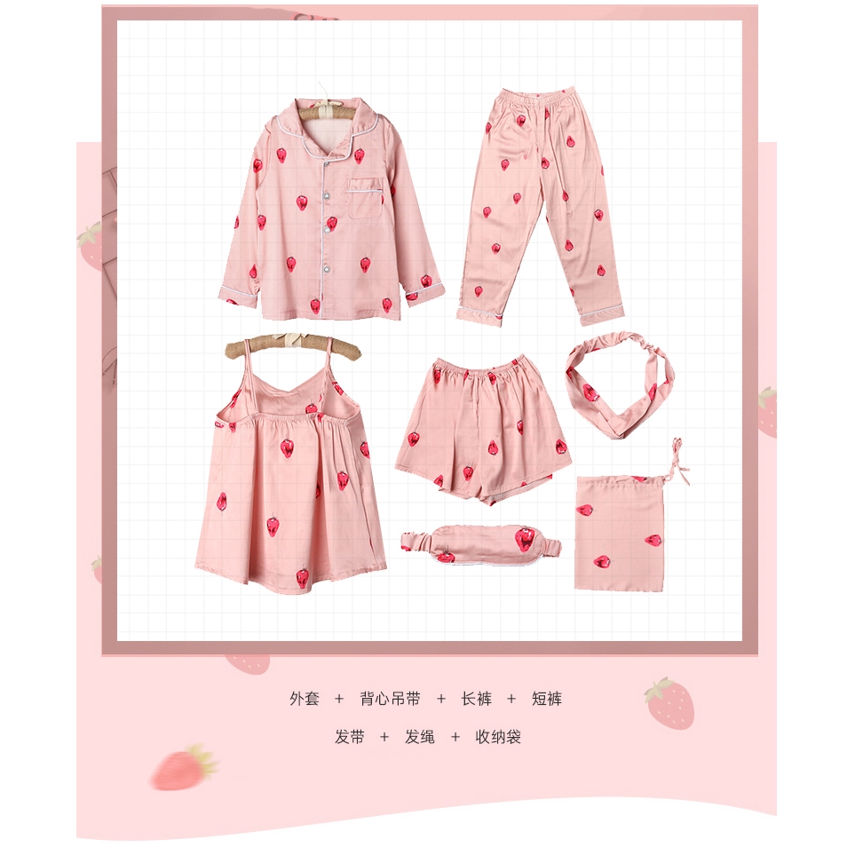 Bộ Đồ Ngủ Ngắn Tay Bằng Lụa Xinh Xắn Dành Cho Nữ | BigBuy360 - bigbuy360.vn