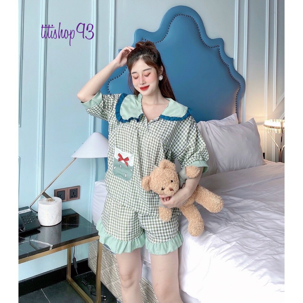🔥[GIẢM SỐC]🔥Bộ đồ ngủ siêu dễ thương 🔥FREESHIP🔥Bộ ngủ lụa caro nơ tiểu thư phố bèo, siêu xinh, siêu mát/Titishop93 | BigBuy360 - bigbuy360.vn