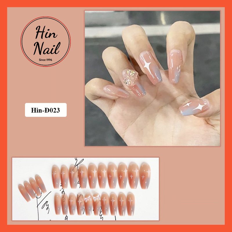 nailbox móng tay giả đính đá nơ kèm keo cao cấp Hinnail