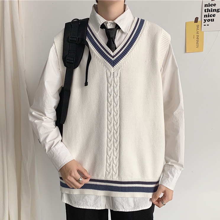 Áo len nam form rộng, Áo len sweater nam cổ v thời trang học sinh hàn quốc thời trang ulzzang | BigBuy360 - bigbuy360.vn