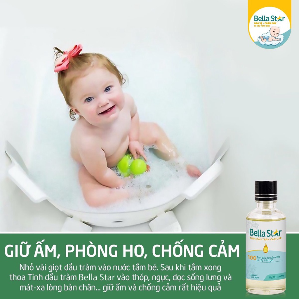 Tinh Dầu Tràm 50ml nguyên chất BELLA STAR 100% hữu cơ, giữ ấm cơ thể, phòng muỗi đốt, phòng ho cảm cúm lành tính
