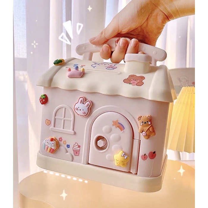 Heo đất ngôi nhà tiết kiệm xinh xắn dễ thương, màu hồng siêu cute