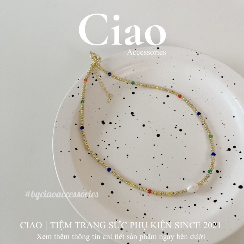 [HOẢ TỐC 1H] Dây chuyền/ Vòng cổ hạt cườm kết hợp hạt trai nước ngọt thiết kế mới lạ Olivia Ciao