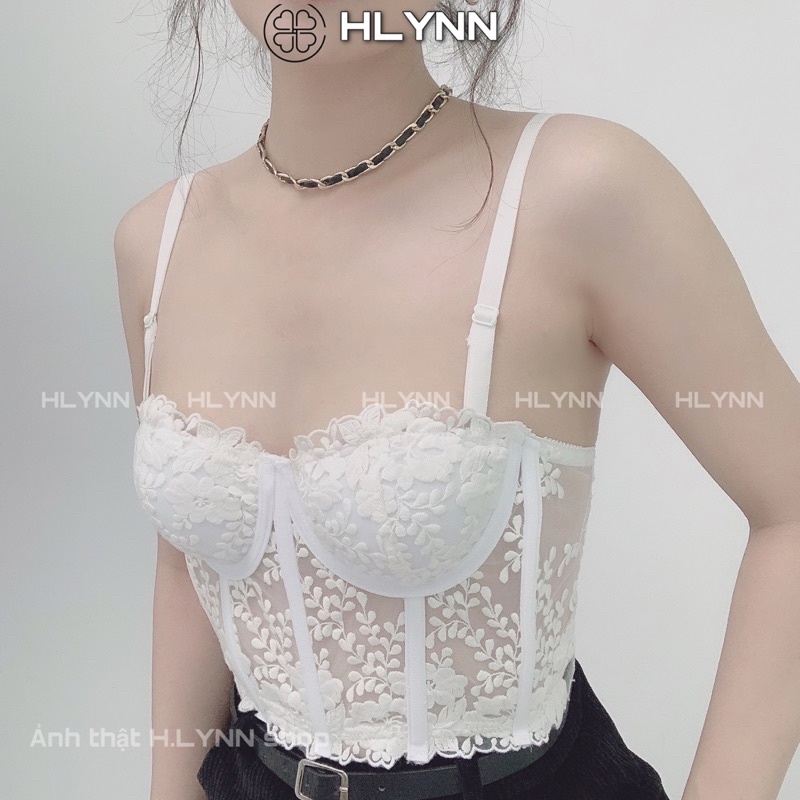 Áo corset ren thêu hoa có gọng mút m153