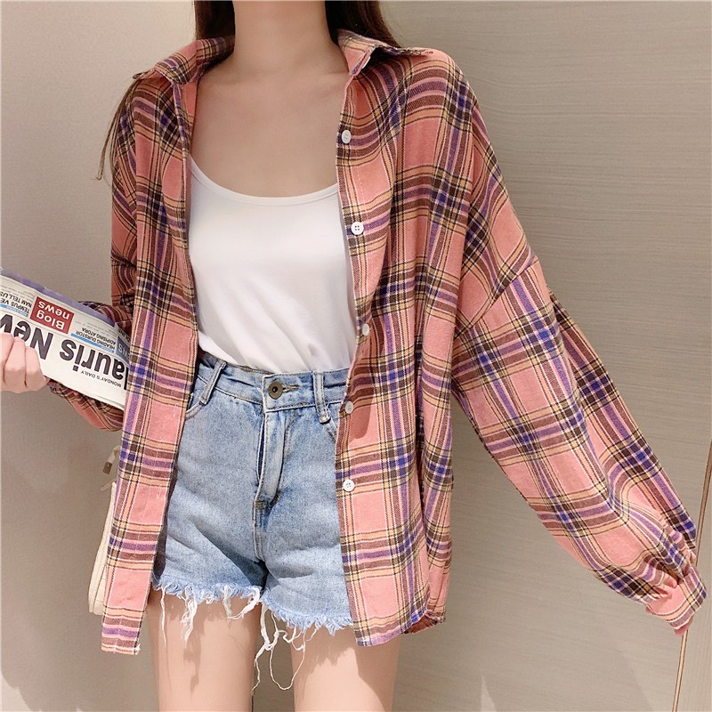 [Mã FAMARAL2 giảm 10K đơn 50K] Áo Khoác Sơ Mi Flannel KẺ CARO Dài Tay Nhiều Màu