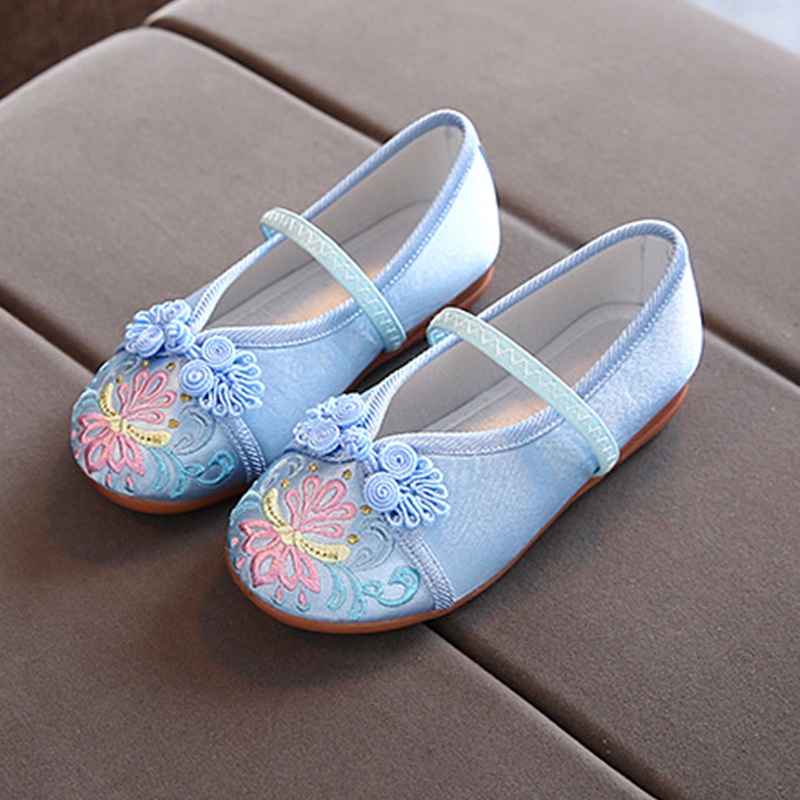 Giày đế xuồng khiêu vũ trẻ em cho bé gái thêu họa tiết phim hoạt hình dễ thương năm mới 2022