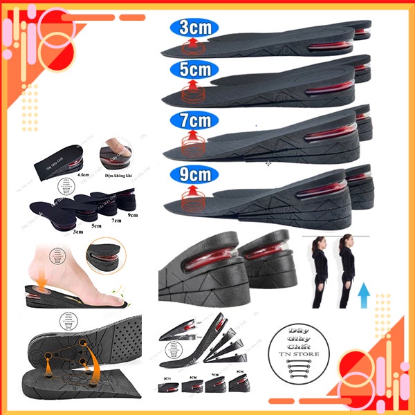 Lót Giày Độn Đế Tăng Chiều Cao đệm không khí phù hơp cho nam,nữ Size từ 35-44 về cắt theo lót giày cũ
