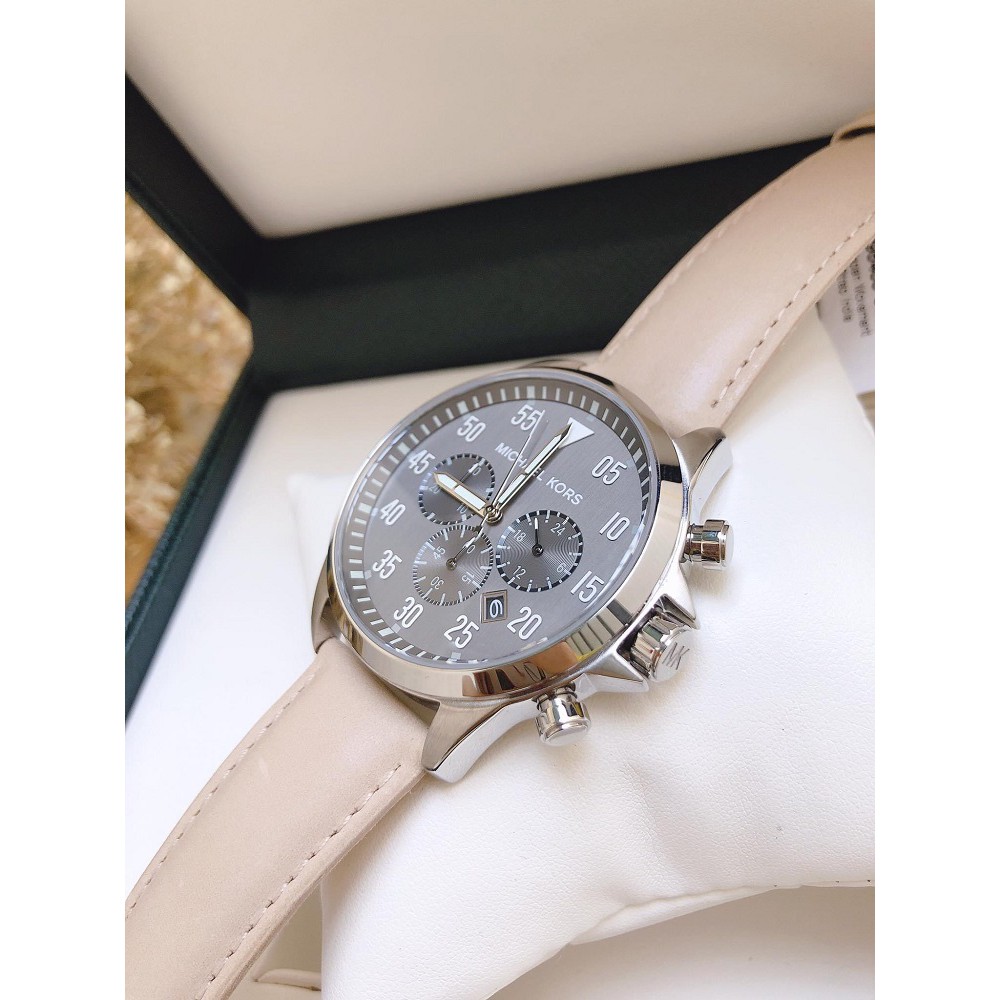 Đồng Hồ Michael Kors Nam MK8616 Dây Da Nude Mặt Xám 45mm