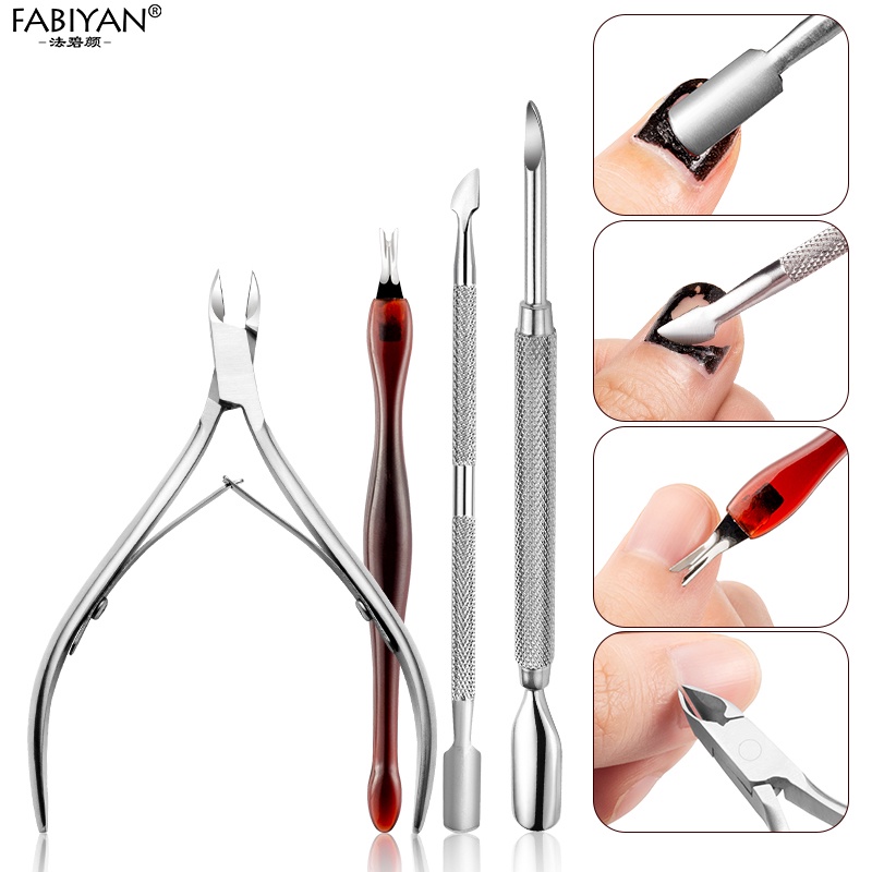 Kềm Cắt Móng /Cây đẩy da chết Bằng Thép Không /Dụng Cụ Chăm Sóc Móng Tay FABIYAN